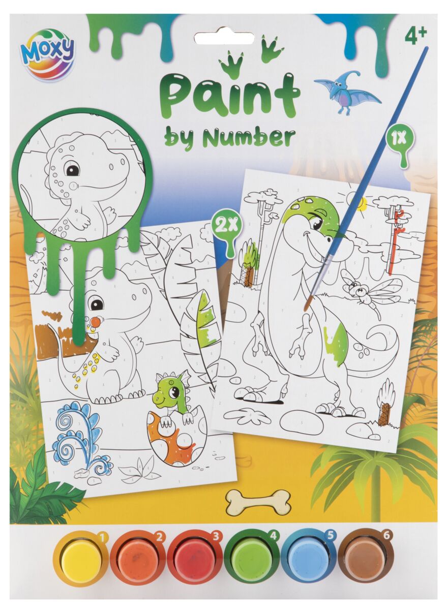 Malování podle čísel A4 - dinosaurus, 2 obrázky