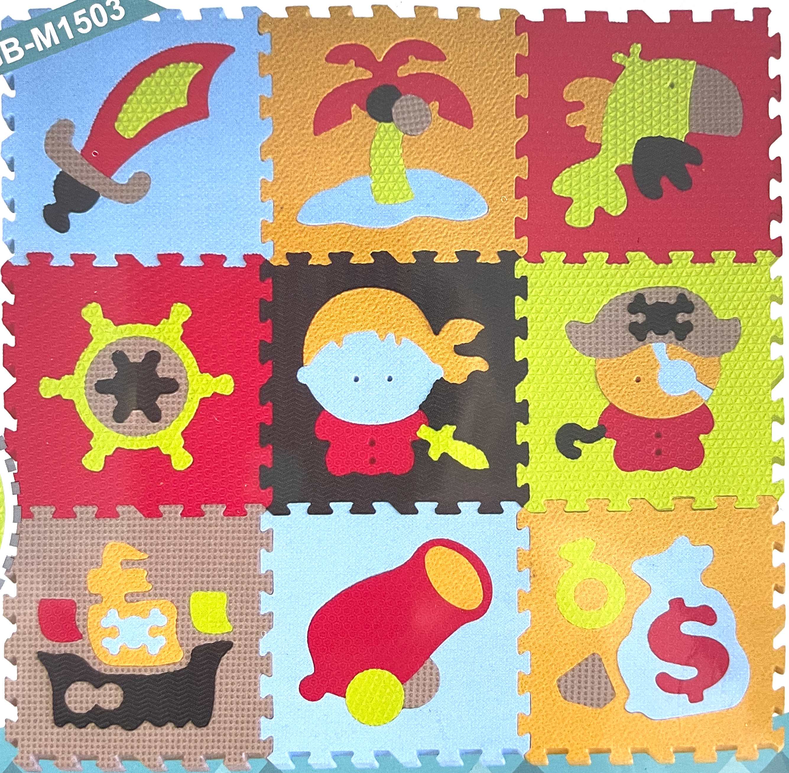 Pěnové puzzle 9 ks 30 x 30 x 1 cm, pirátské motivy