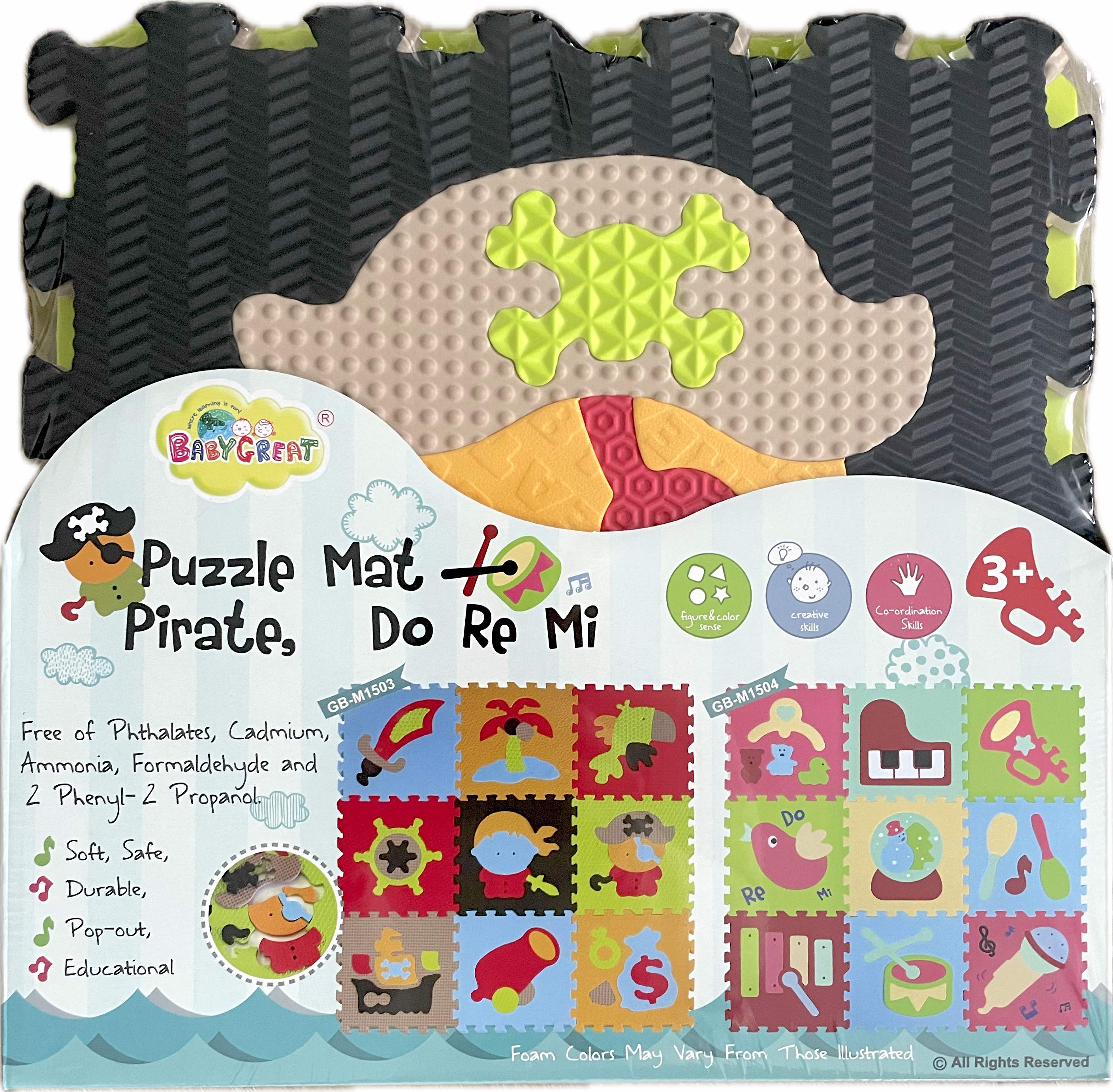 Pěnové puzzle 9 ks 30 x 30 x 1 cm, pirátské motivy