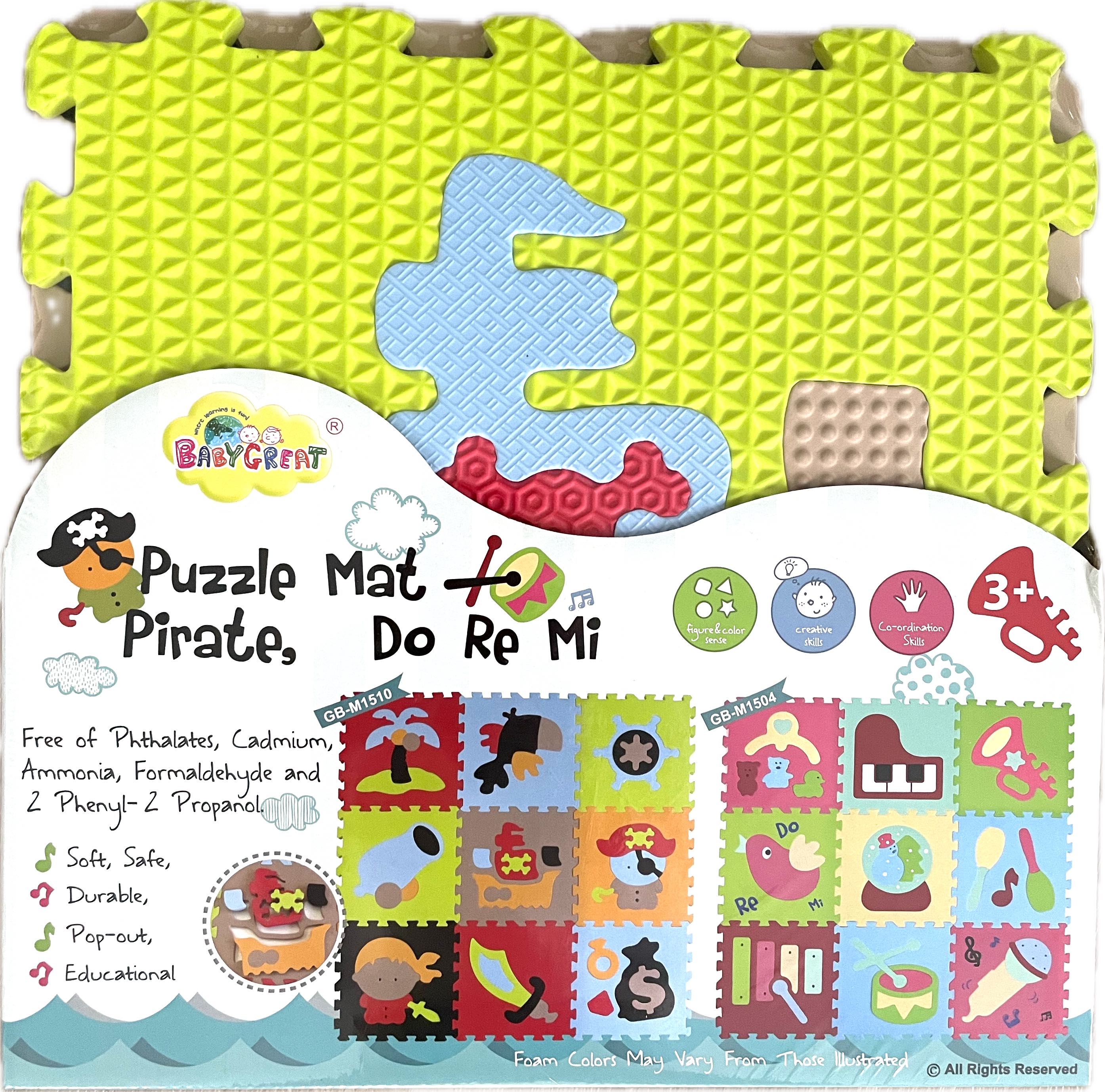 Pěnové puzzle 9 ks 30 x 30 x 1 cm, pirátské motivy