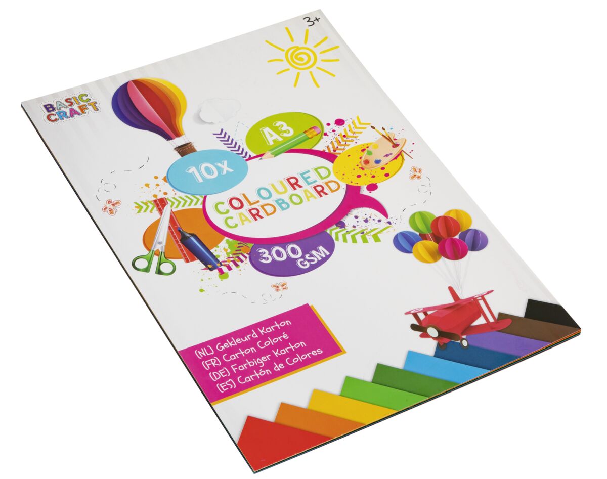 Blok s barevnými papíry, A3, 10 listů, 300 g/m²