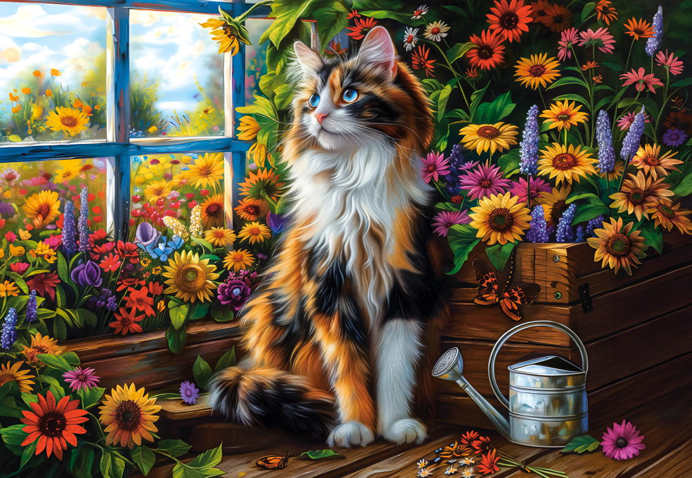 Puzzle Castorland 1000 dílků - Blooming Cat Meditation