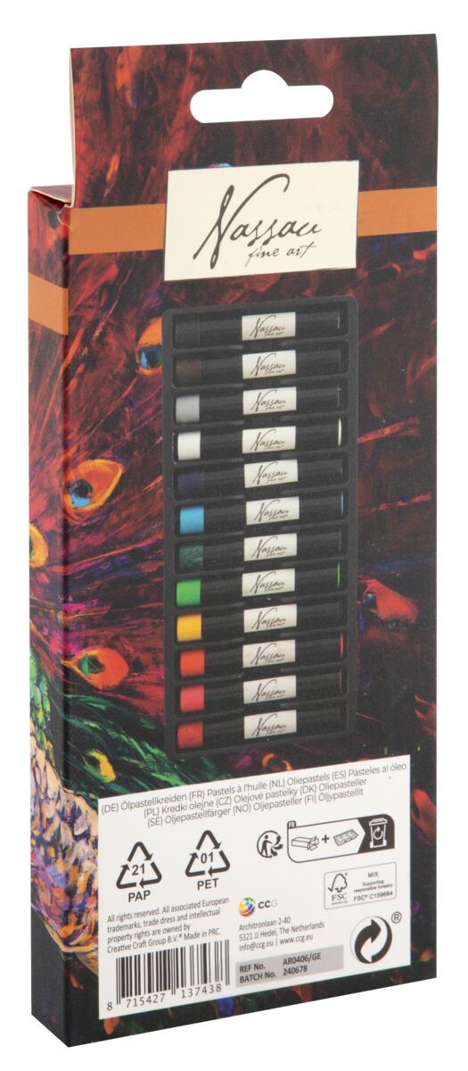 Olejové pastely, 12 barev