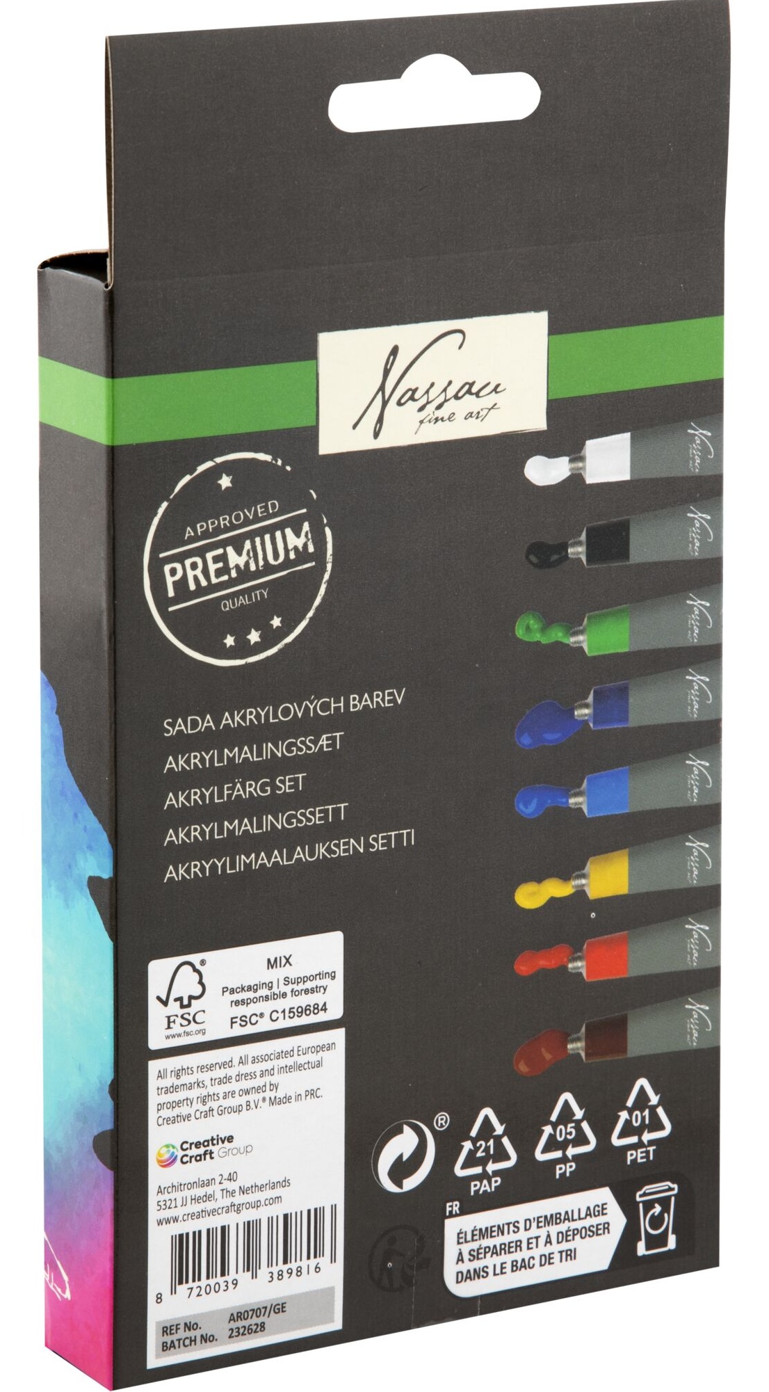 Akrylové barvy, 8 x 12 ml