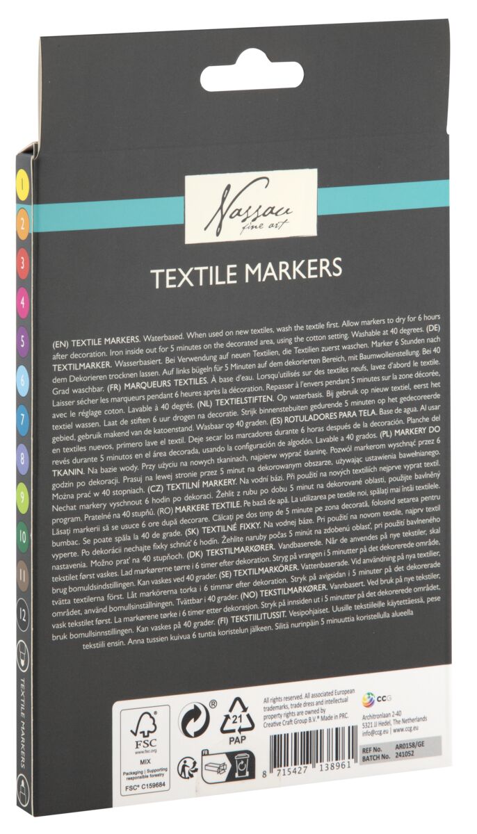 Fixy na textil, oboustranné, 12 barev