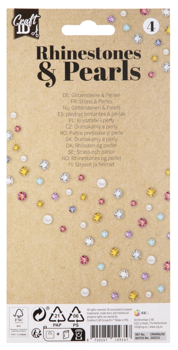 Dekorační kamínky a perly, 212 ks - stříbrošedé