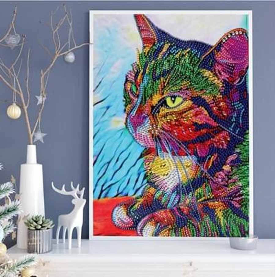 Diamantový obrázek 7D - Kočičí pohled 30x40cm