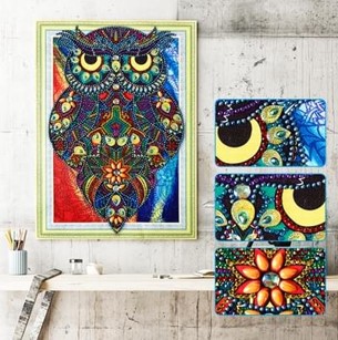 Diamantový obrázek 7D Sova 30x40cm