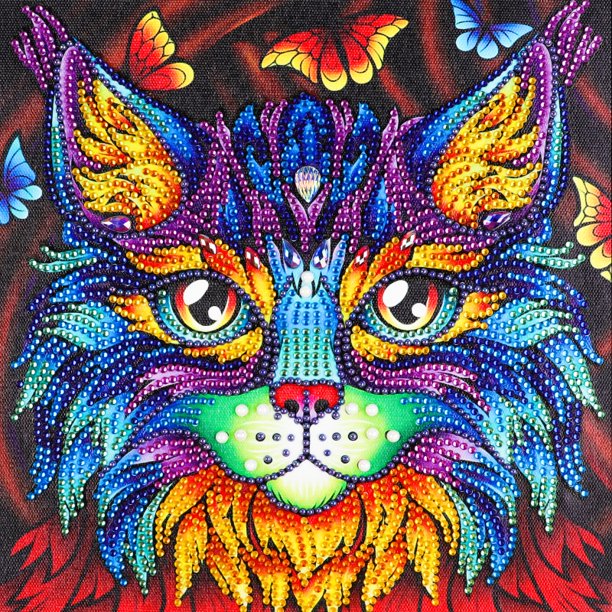 Diamantový obrázek 7D - Mystická kočka 30x30cm