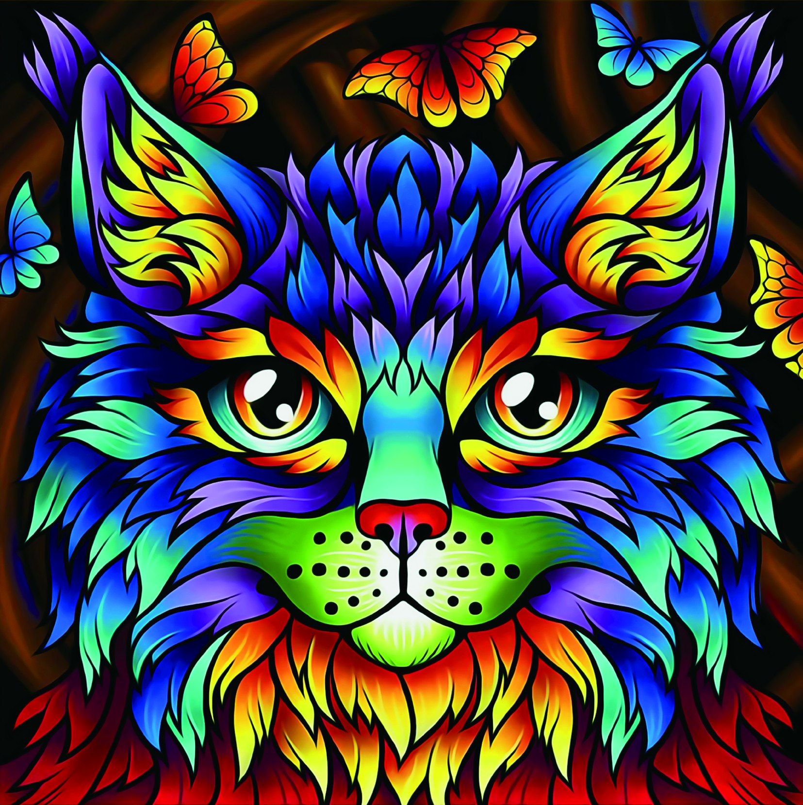 Diamantový obrázek 7D - Mystická kočka 30x30cm