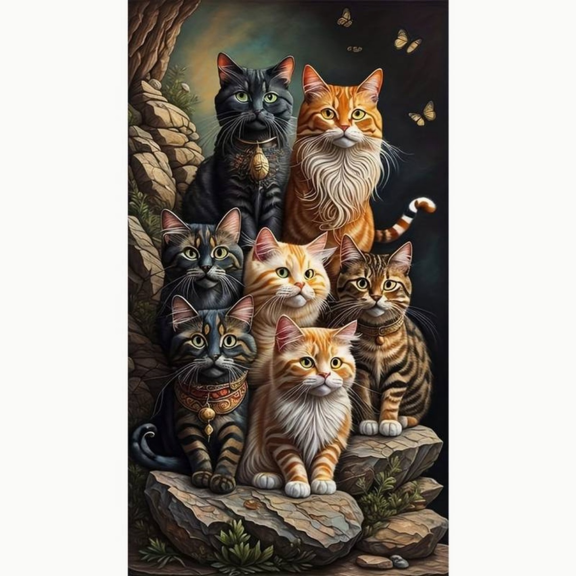 Diamantové malování - 7 koček 30 x 40 cm