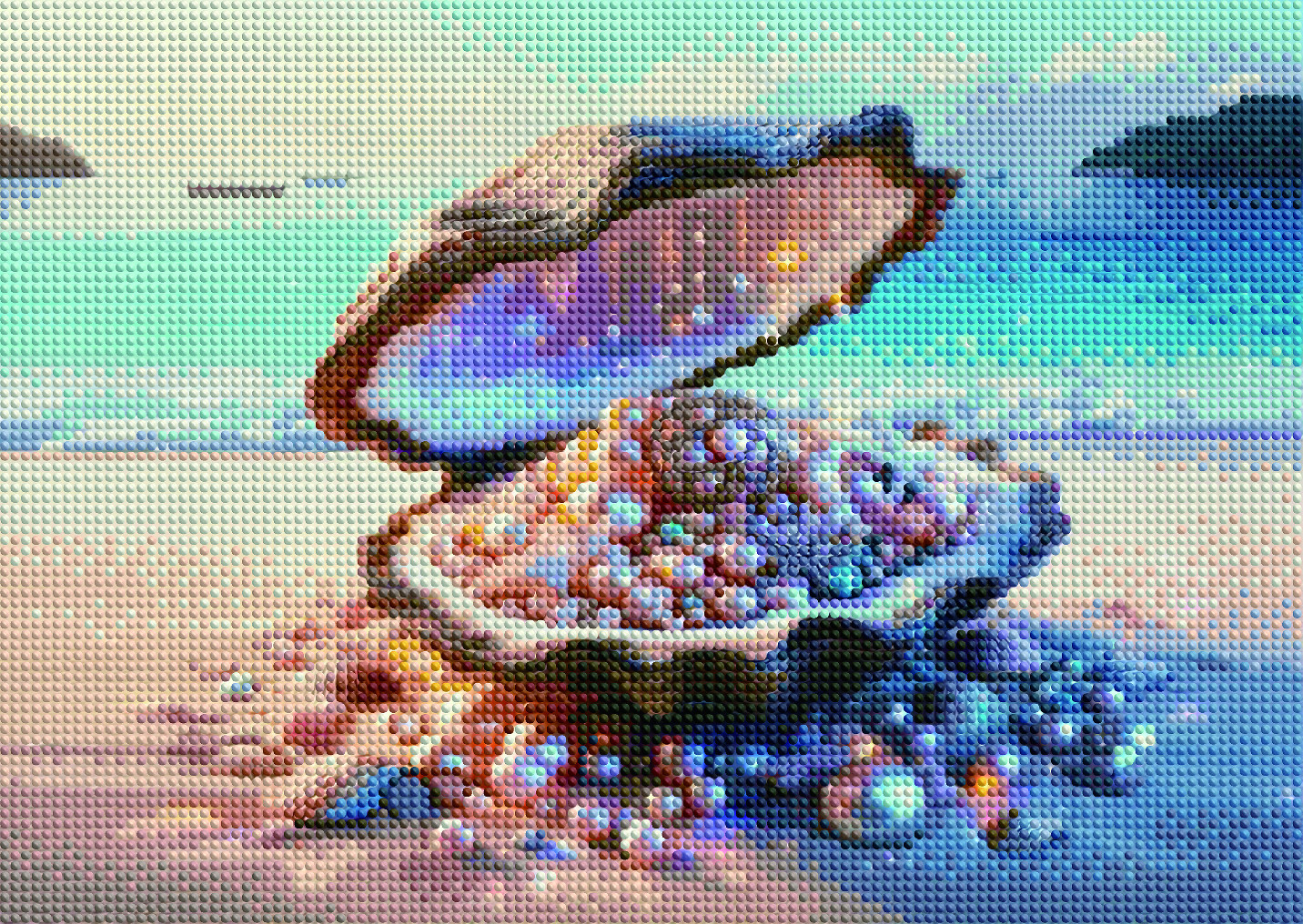 Diamantové malování Škeble s pokladem 30 x 40 cm