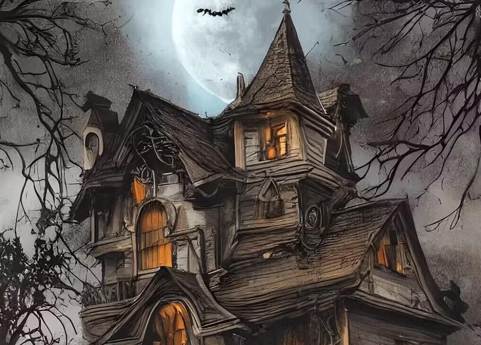 Diamantové malování Strašidelný dům 30 x 40 cm