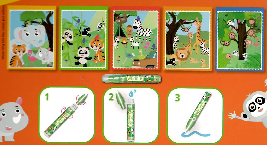 Malování vodou A5, 5 obrázků, tužka - divočina