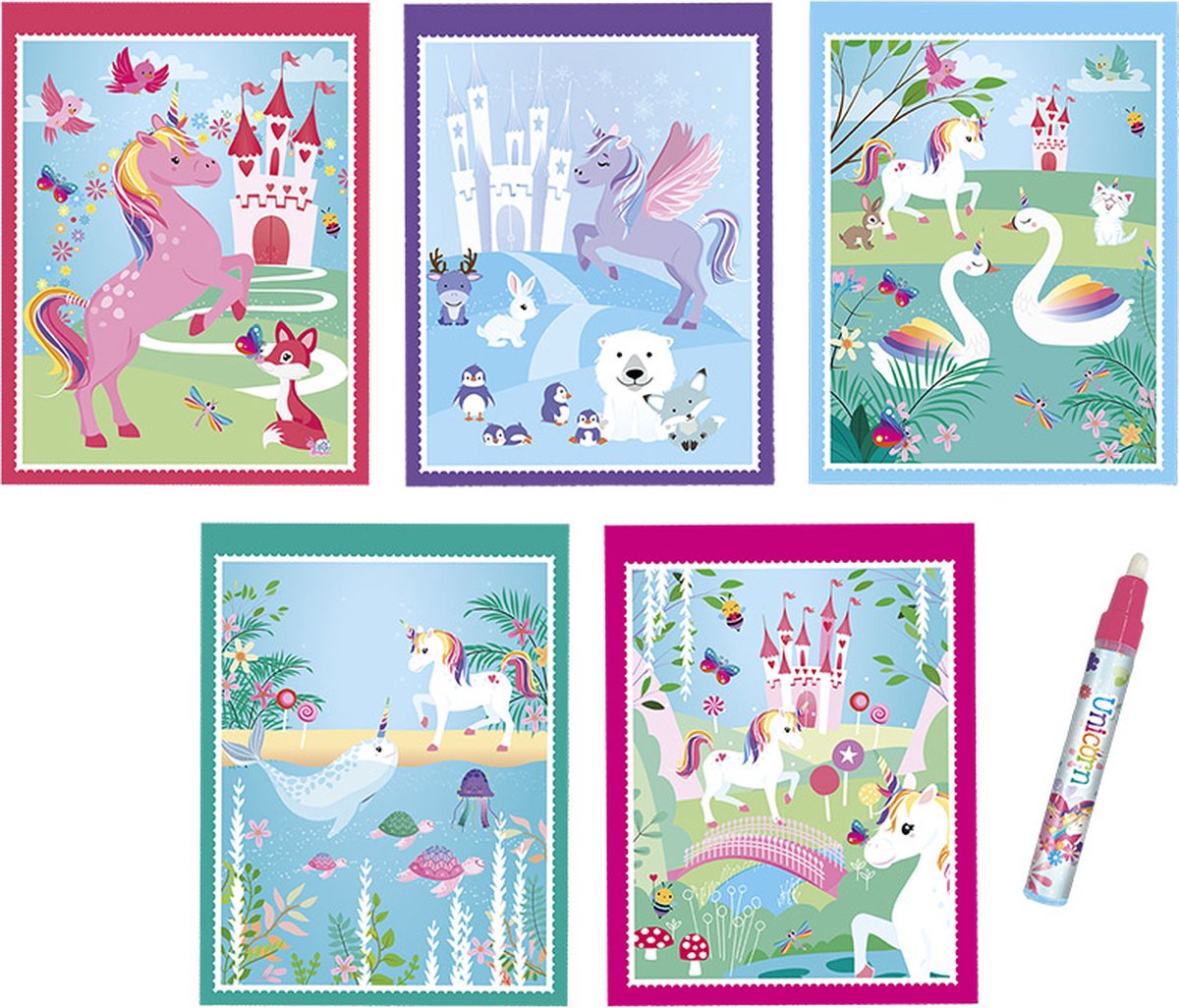 Malování vodou A5, 5 obrázků, tužka - unicorn