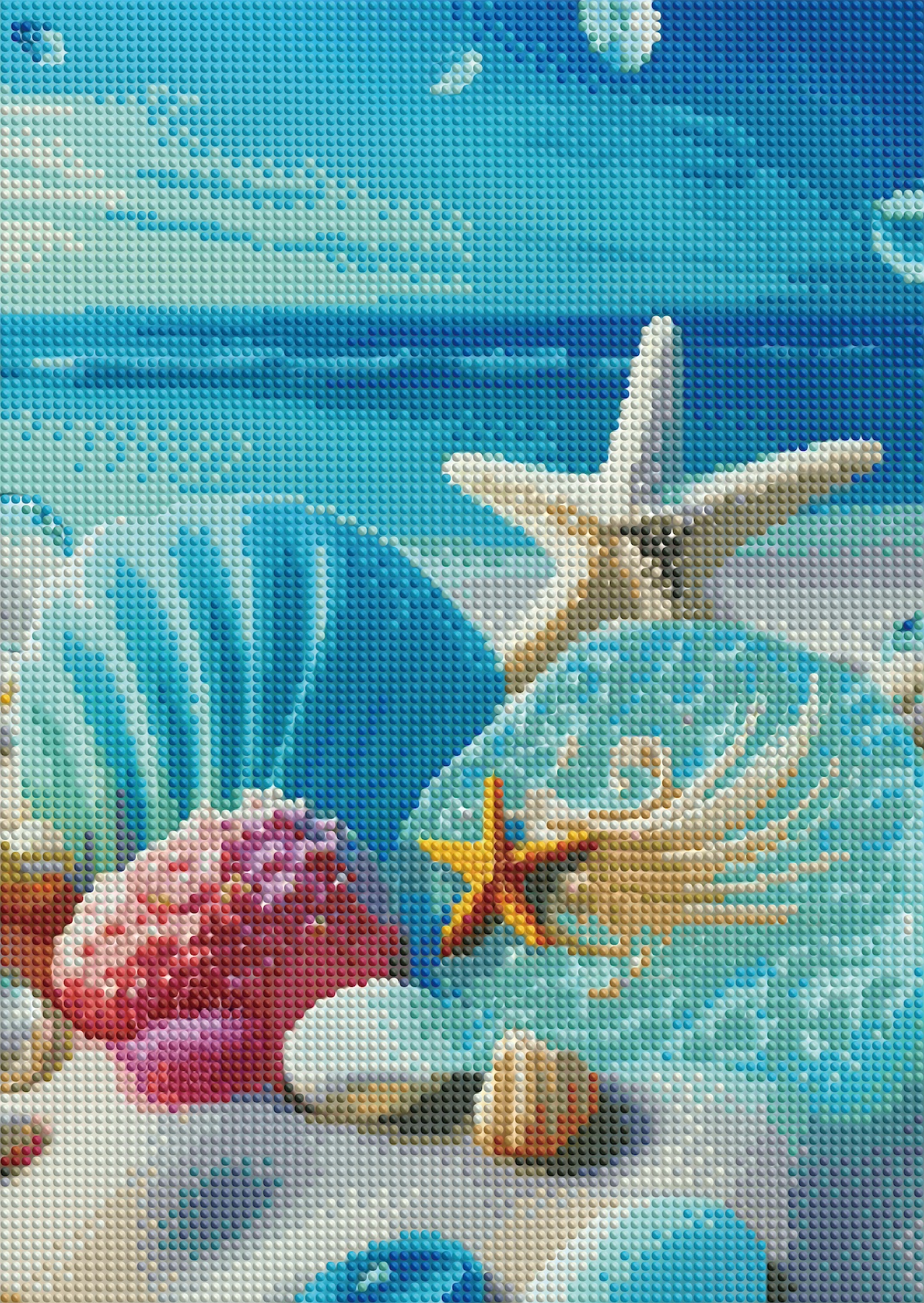 Diamantové malování - hvězdice a mušle 30 x 40 cm