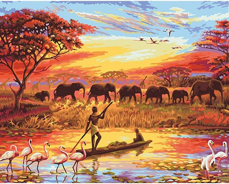 Diamantový obrázek - safari v západu slunce 30 x 40 cm