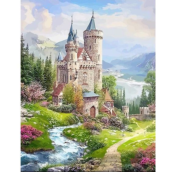 Diamantový obrázek Pohádkový zámek 30x40cm