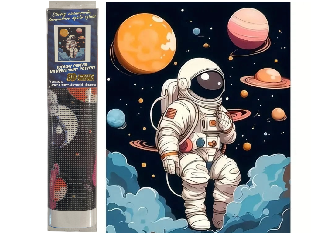 Diamantové malování - Kosmonaut ve vesmíru 30 x 40 cm
