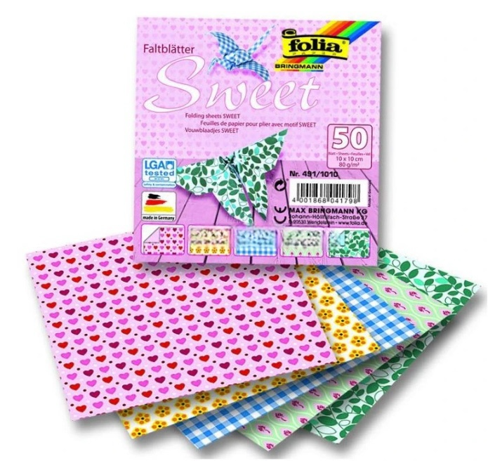 Papíry na origami 10x10 cm, 50 listů, 80 g/m², SWEET