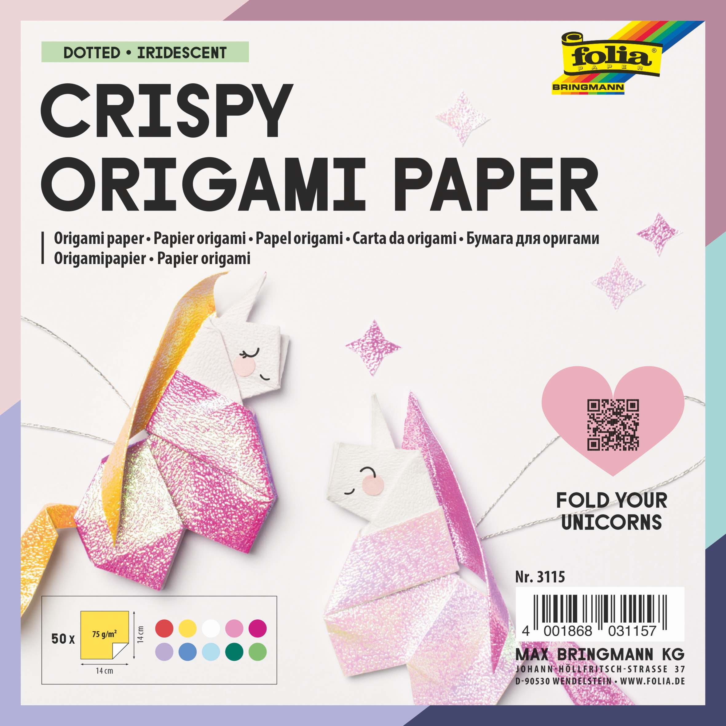 Papíry na origami 14x14 cm, 50 listů, 75 g/m² DOTTED-IRIDESCENT