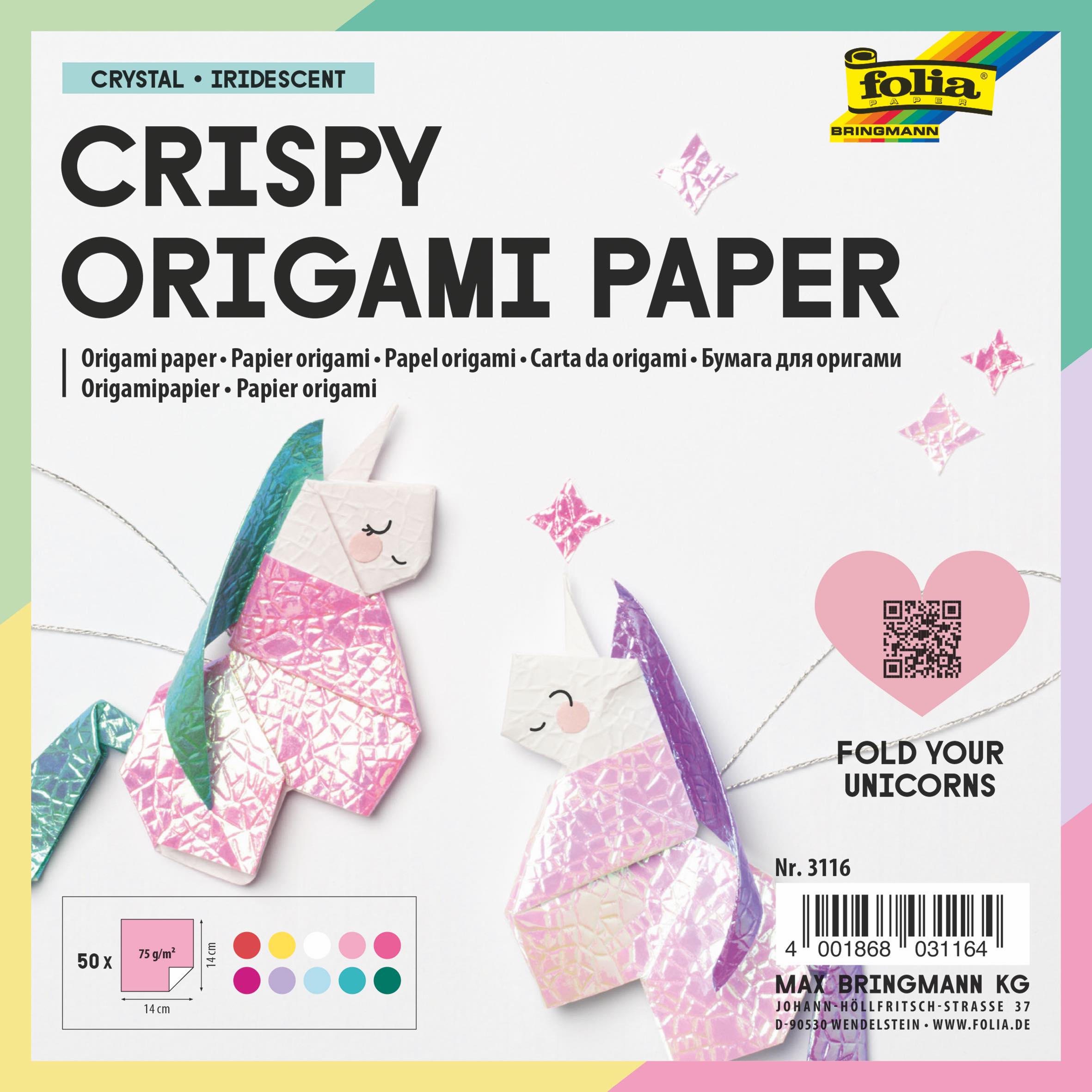 Papíry na origami 14x14 cm, 50 listů, 75 g/m² CRYSTAL-IRIDESCENT
