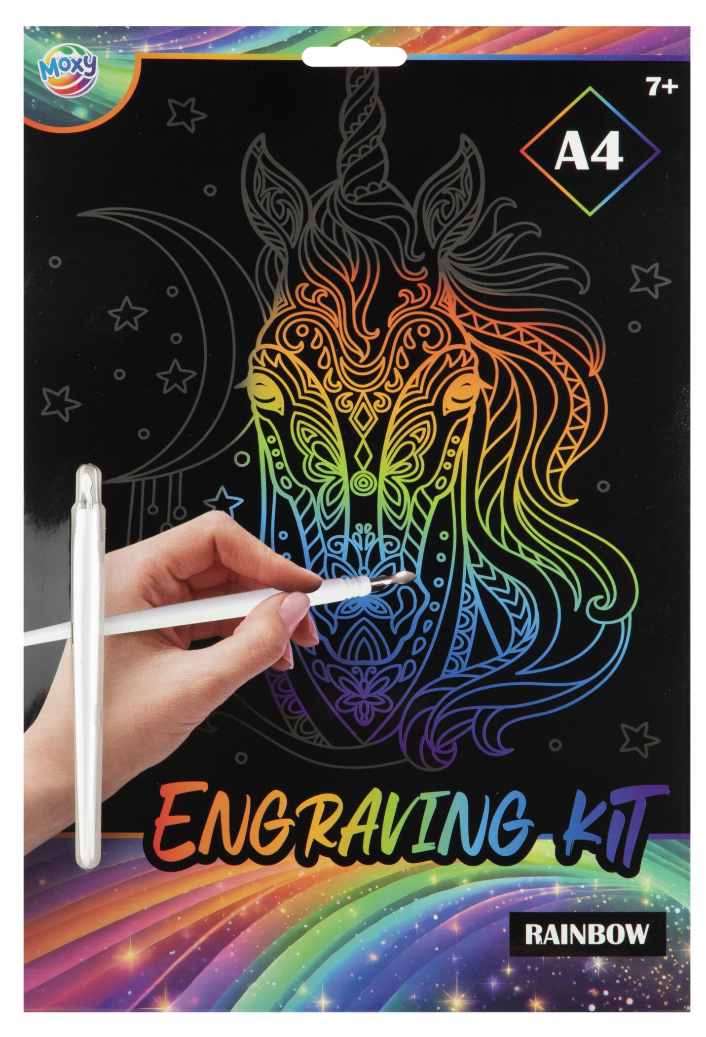Škrabací obrázek duhový, A4 - unicorn