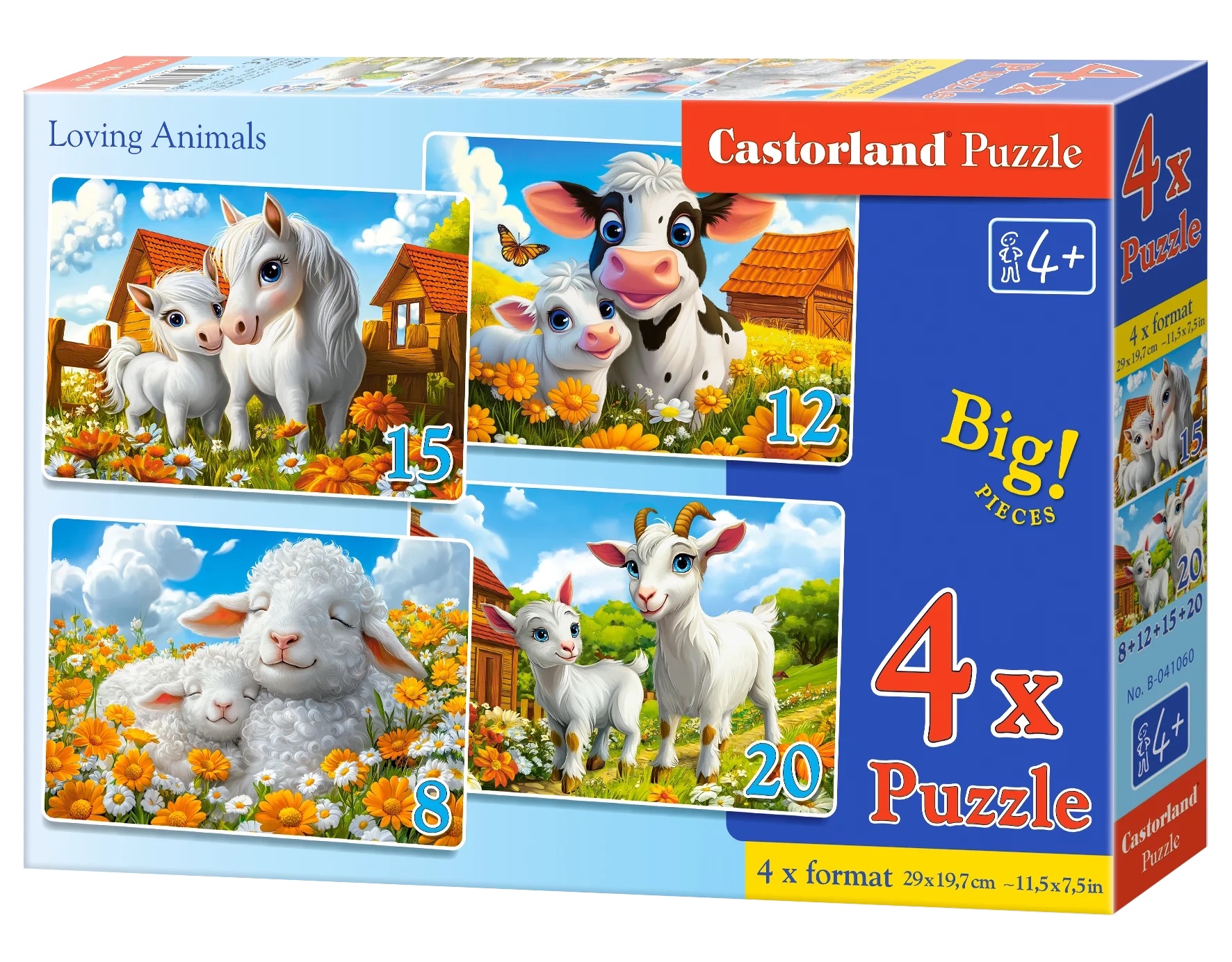 Puzzle Castorland 4v1 (8,12,15,20 dílků) Milující zvířátka (Loving animals)