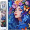 Diamantový obrázek - Žena s květinami a motýly ve vlasech 30x40 cm