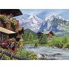 Diamantový obrázek - Chata na horách u potoka 30x40cm
