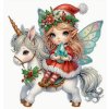 Diamantový obrázek na plátně 23 x 30 cm - Vánoční víla s jednorožcem