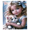 Diamantový obrázek - Dívka s kočkou 30 x 40 cm