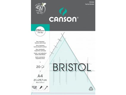 Bristol skicák - lepený na krátké straně (250g/m2, 20 archů), A4, A3