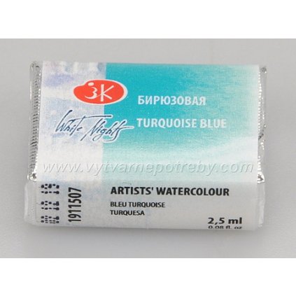 Akvarelová barva - Turquoise blue / Tyrkysová modř