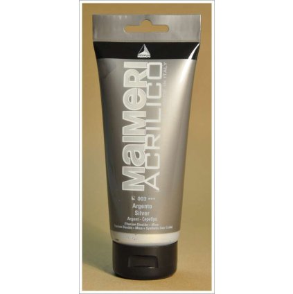 Akrylové barvy - Maimeri ACRILICO Silver / Stříbrná 200 ml