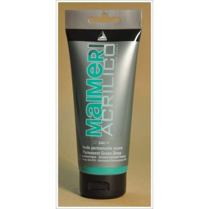 Akrylové barvy - Maimeri ACRILICO Permanent Green Deep / Permanentní zeleň tmavá 200 ml
