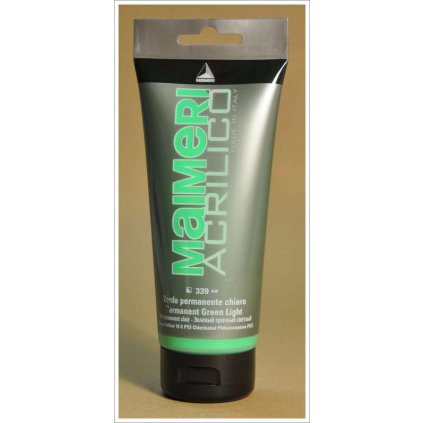 Akrylové barvy - Maimeri ACRILICO Permanent Green Light / Permanentní zeleň světlá 200 ml