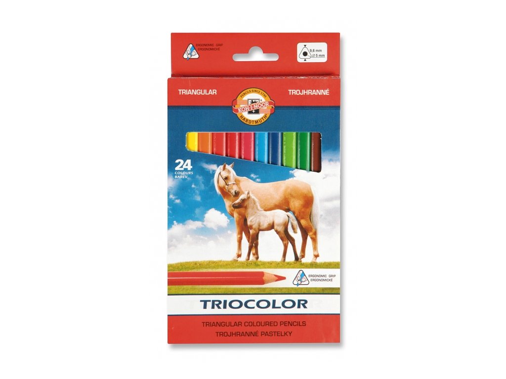 7001 1 trojhranne pastelky triocolor koh i noor silne 9 mm lakovane kone 24 barev