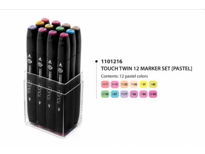 2132 1 designersky fix touch twin marker sada 12 pastelove barvy