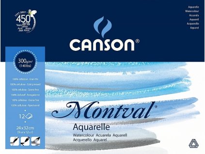 5756 akvarelovy papir canson montval blok 24x32 cm 300g 12 listu