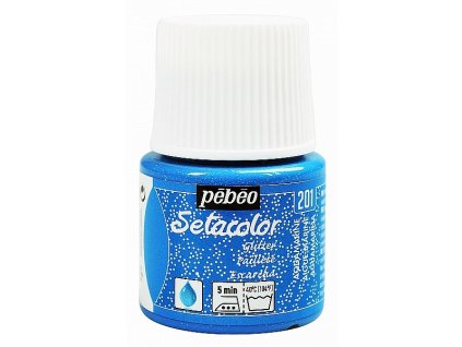 7244 1 barva na textil setacolor light glitter 45 ml modra aquamarine 201