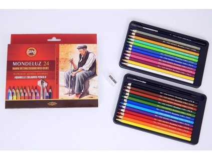 8165 1 akvarelove pastelky koh i noor mondeluz 3711 sada 24 barev 2 stetce orezavatko