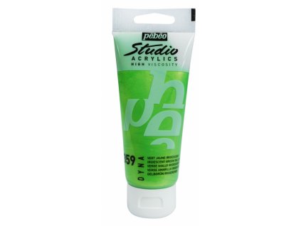 11909 akrylova barva pebeo studio acrylic 100 ml 359 zelenozluta iridescentni