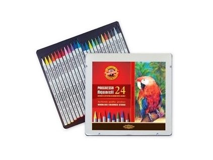 12233 2 sada umeleckych akvarelovych pastelek v laku progresso aquarell 24 barev v plechove etui