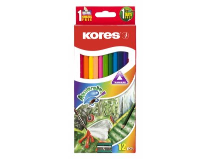 12479 1 pastelky akvarelove trojhrane 12 barev kores