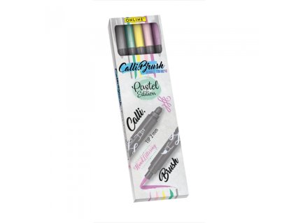 14093 2 kaligraficke oboustranne popisovace calli brush set 5 pastelovych barev