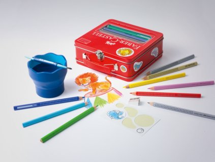 34455 akvarelove pastelky faber castell jumbo grip darkove baleni plechovy kufrik