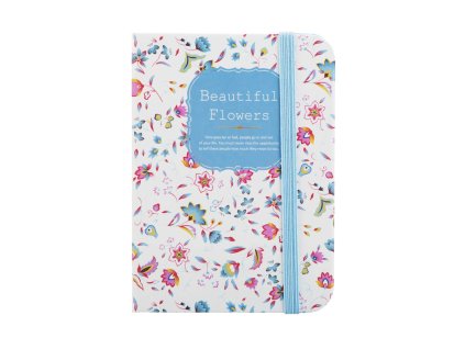 zapisnik ctvereckovany beautiful flowers 14 x 9 cm modry