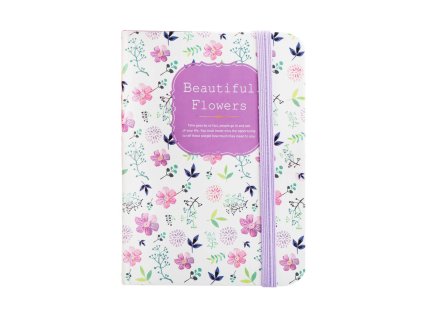 zapisnik ctvereckovany beautiful flowers 14 x 9 cm fialovy