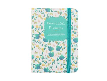 zapisnik ctvereckovany beautiful flowers 14 x 9 cm zeleny